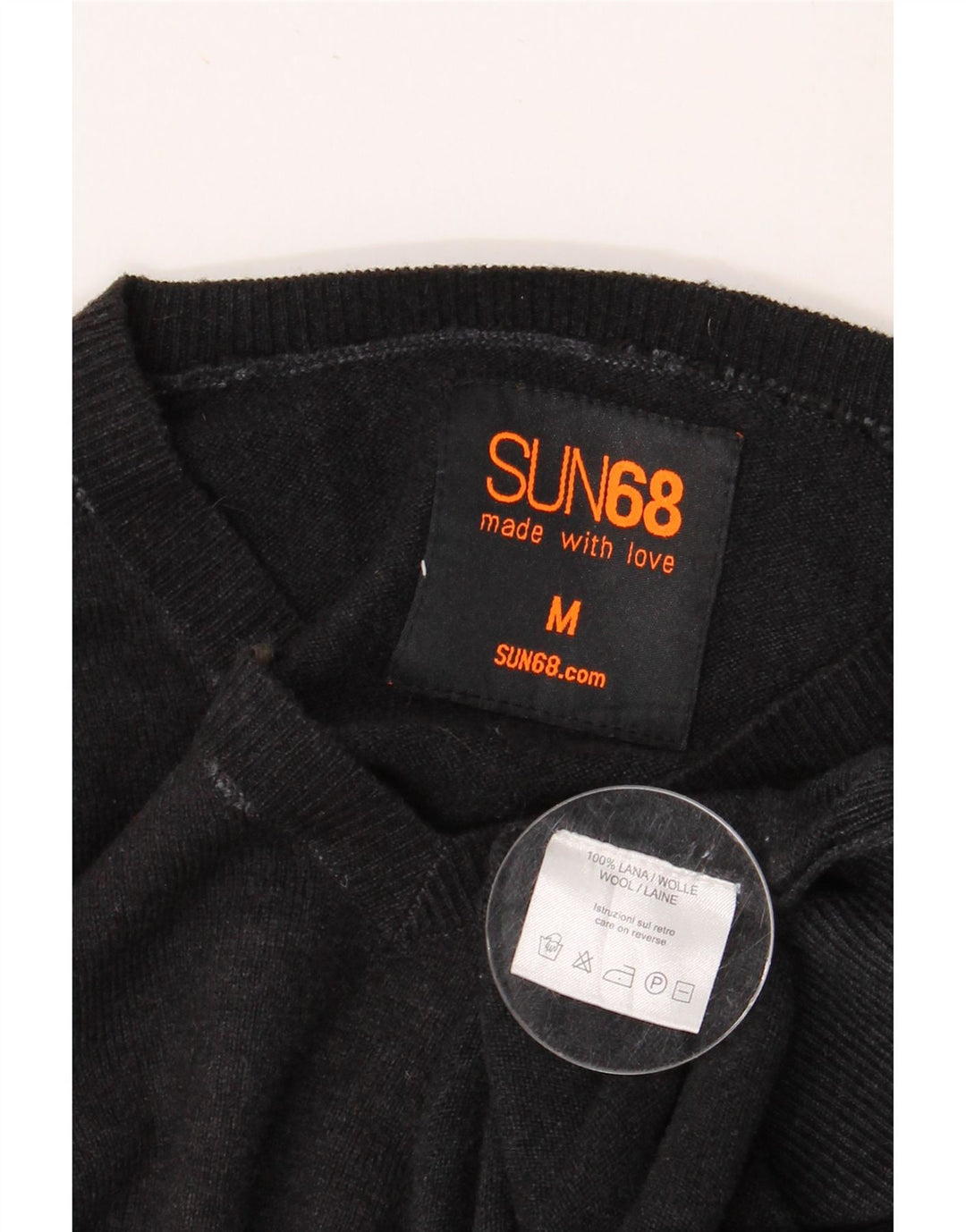 SUN68 Ανδρικό πουλόβερ με λαιμόκοψη με μεσαίο γκρι μαλλί