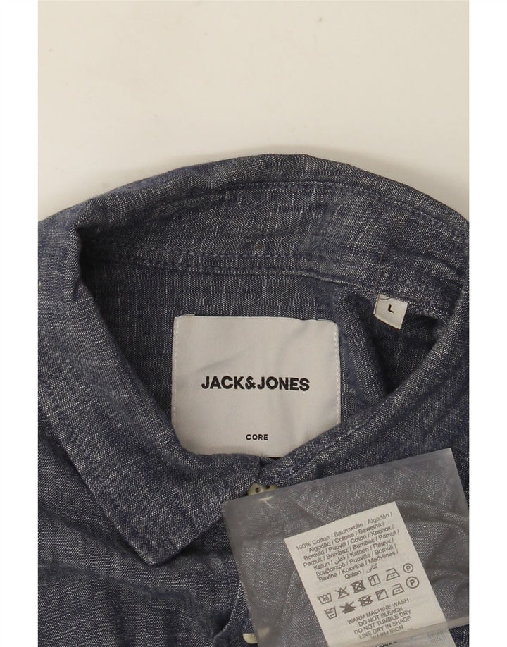 JACK & JONES Ανδρικό πουκάμισο με κορδόνι μεγάλο μπλε ναυτικό βαμβακερό
