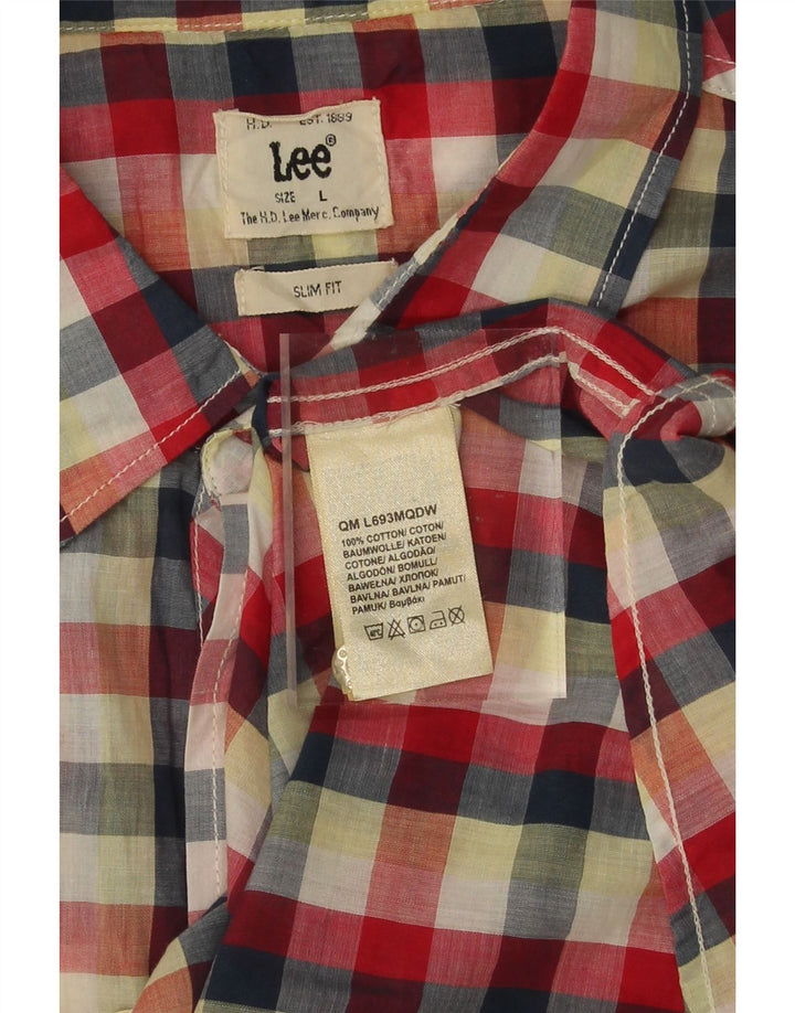 LEE Mens Slim Fit Short Sleeve Shirt Large Multicoloured Gingham Cotton Vintage Lee and Second-Hand Lee from Messina Hembry 