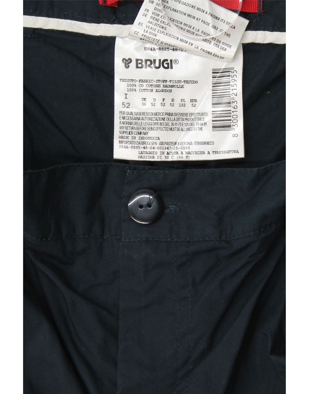 BRUGI Mens Chino Shorts W36 Large Navy Blue Cotton Vintage Brugi and Second-Hand Brugi from Messina Hembry 