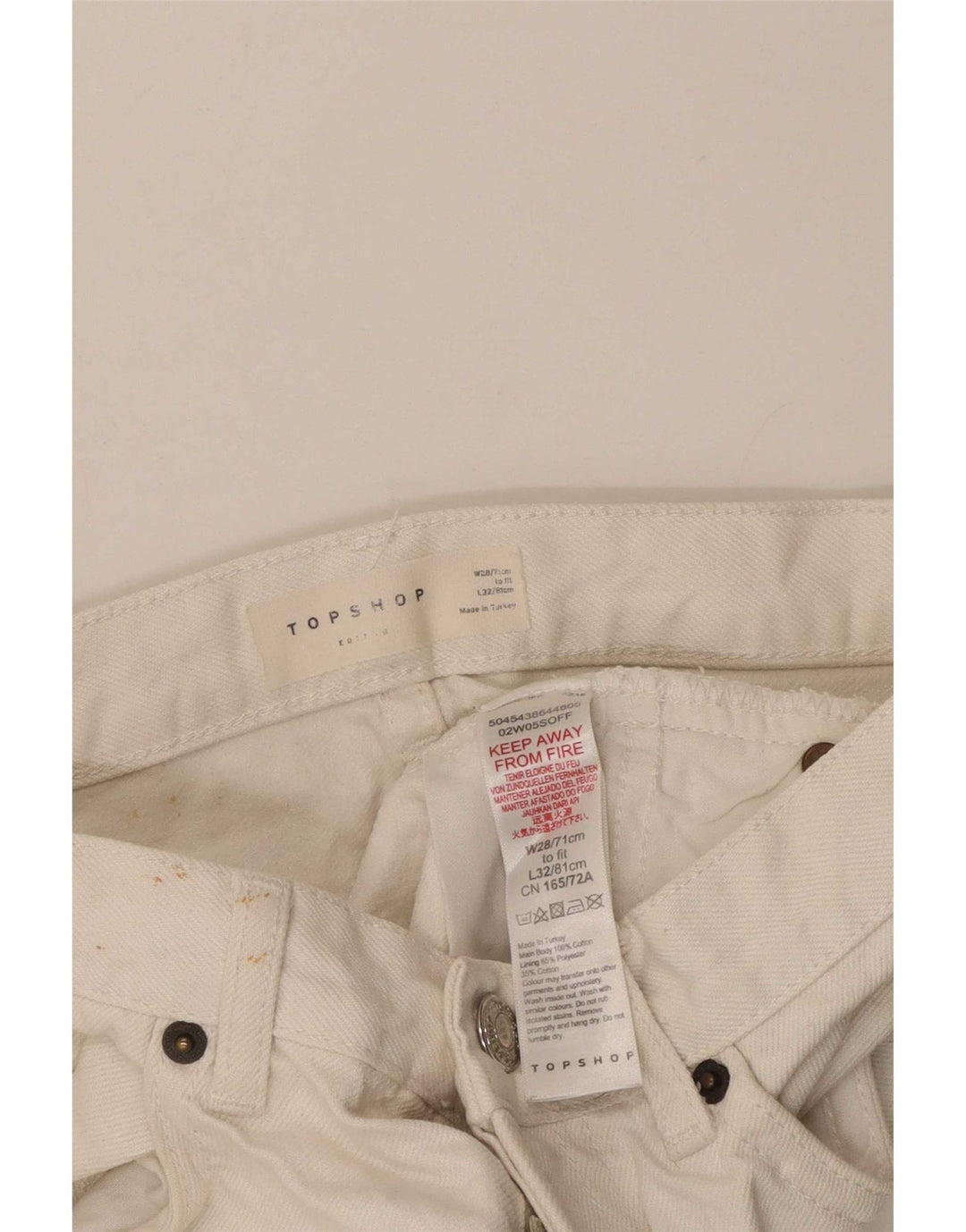 Γυναικείο τζιν σορτς Topshop W28 Μεσαίο λευκό πολυεστέρα