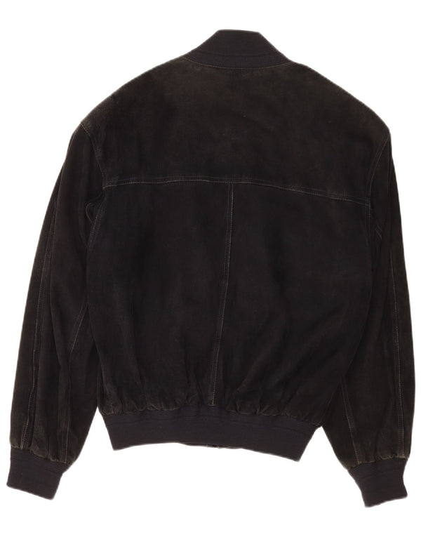 Vintage Ανδρικό Suede Bomber Jacket IT 48 Medium Black Leather