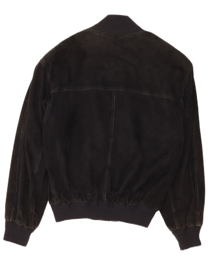 Vintage Ανδρικό Suede Bomber Jacket IT 48 Medium Black Leather