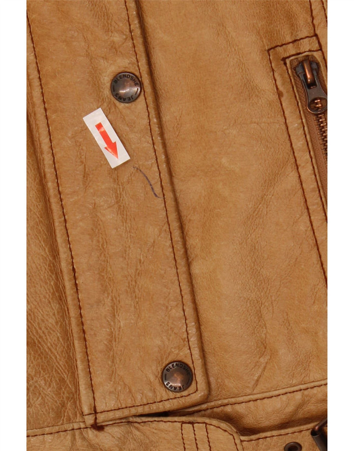 Vintage Γυναικείο Δερμάτινο Μπουφάν UK 12 Medium Beige Leather