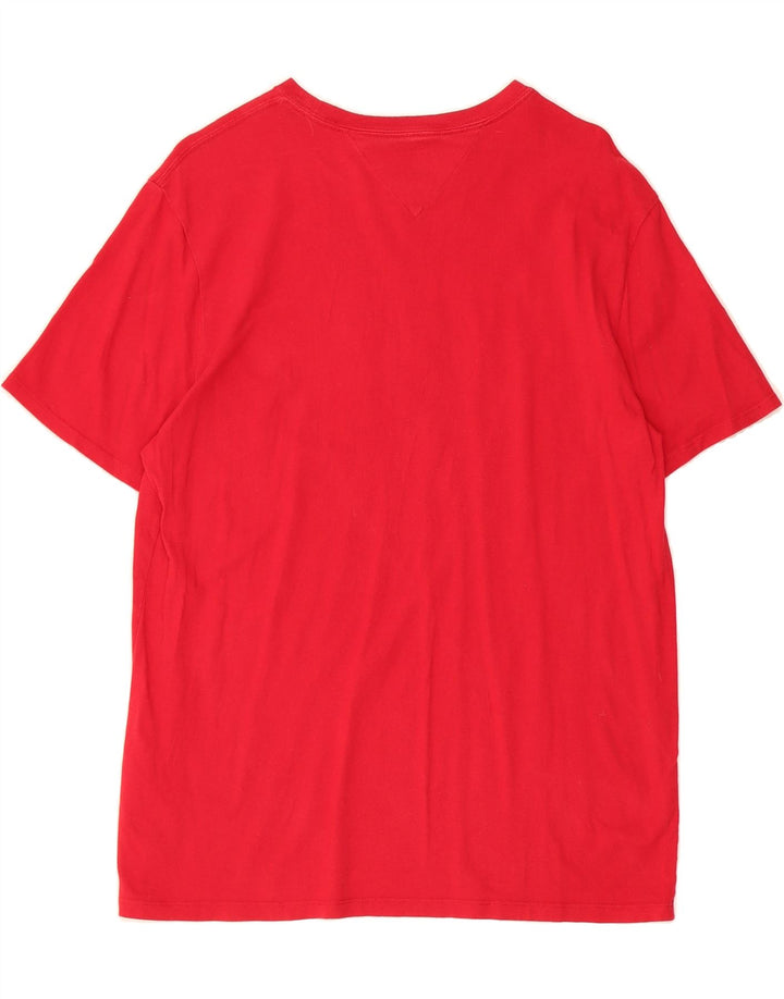 TOMMY HILFIGER Mens Graphic T-Shirt Top Medium Red Cotton Vintage Tommy Hilfiger and Second-Hand Tommy Hilfiger from Messina Hembry 