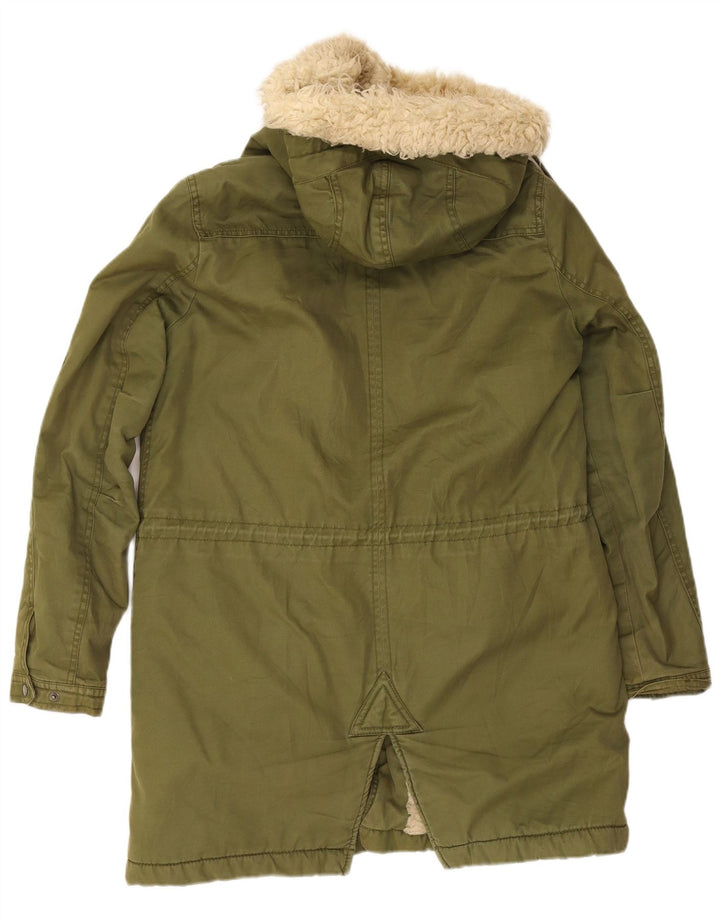 Zara Γυναικείο μπουφάν Parka με κουκούλα UK 14 Medium Khaki Polyester