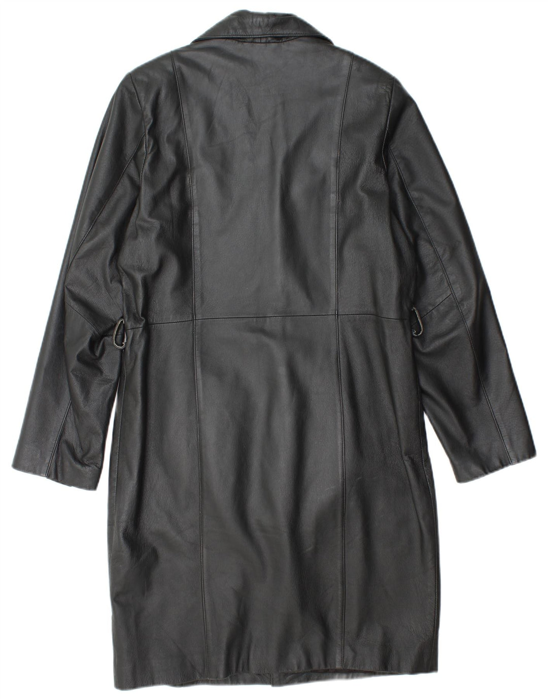 VINTAGE Γυναικείο Δερμάτινο Παλτό UK 14 Medium Black Leather