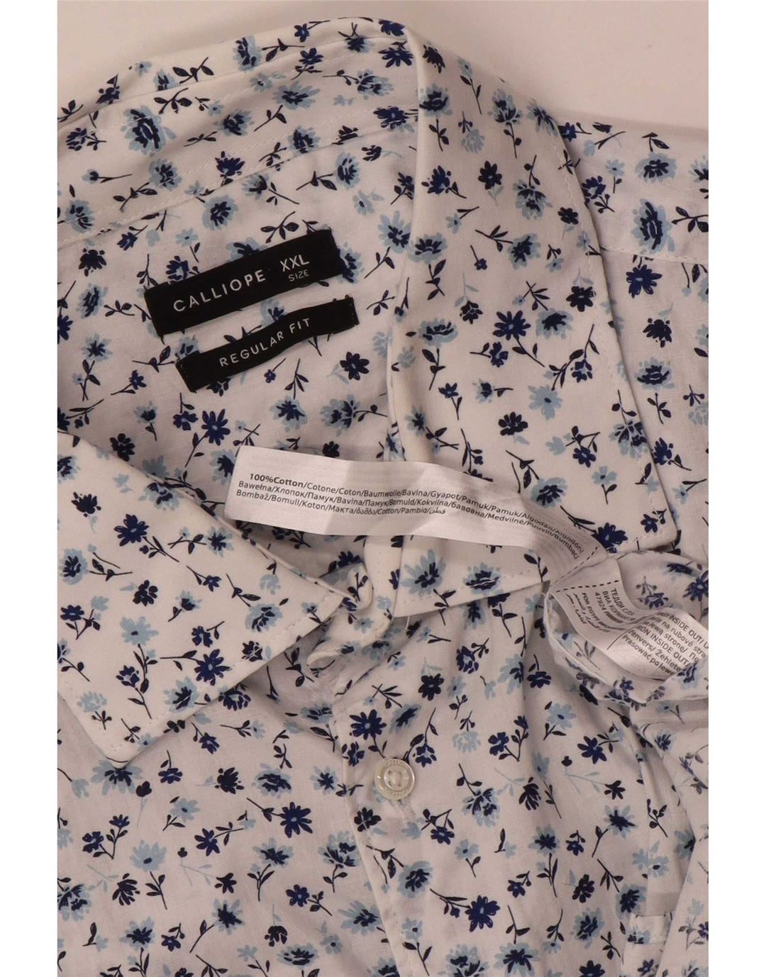 Ανδρικό πουκάμισο Calliope Regular Fit 2XL Λευκό φλοράλ βαμβακερό