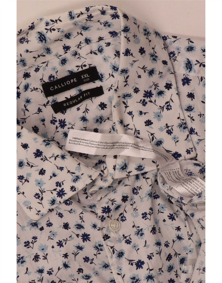 Ανδρικό πουκάμισο Calliope Regular Fit 2XL Λευκό φλοράλ βαμβακερό