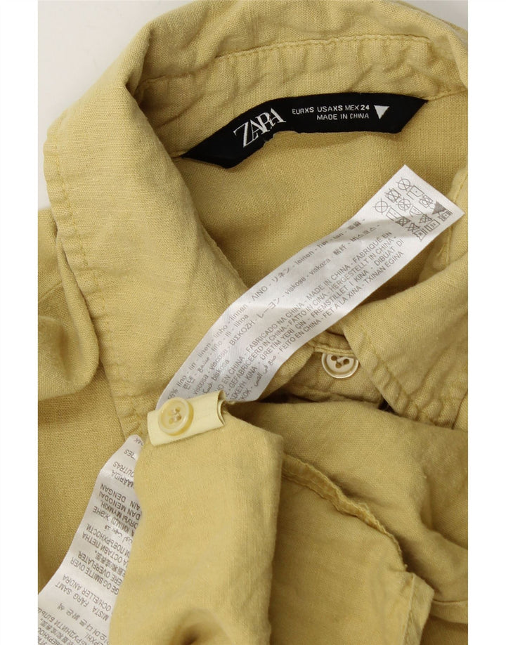 Γυναικείο πουκάμισο μεγάλου μεγέθους ZARA UK 6 XS κίτρινο λινό