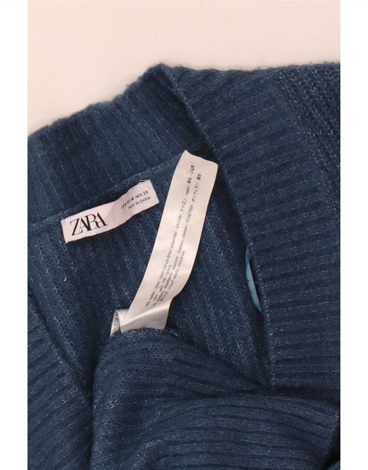 Zara γυναικείο πουλόβερ με λαιμόκοψη σε μεγάλο μέγεθος UK 14 μεσαίο μπλε πολυεστέρας