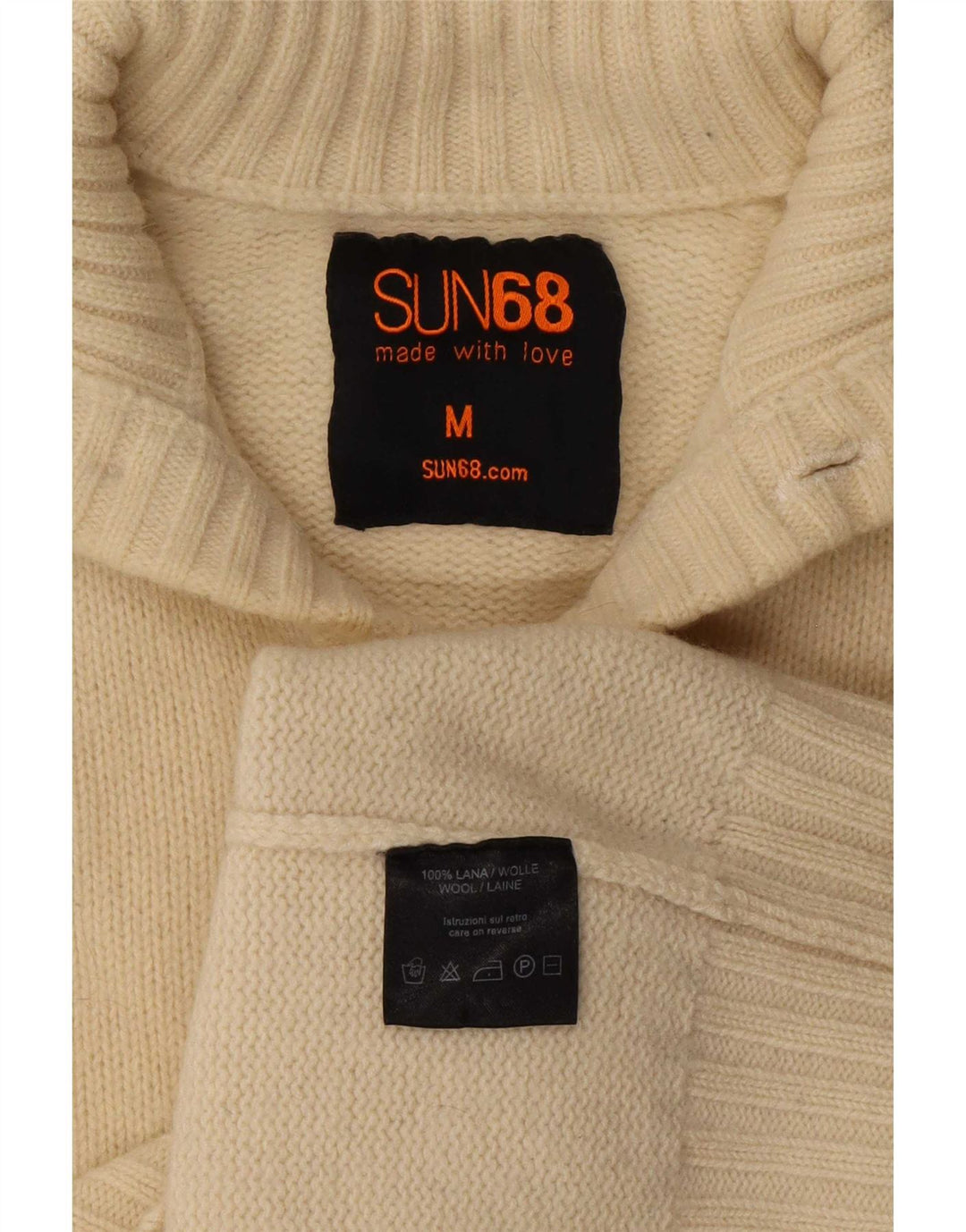 Sun68 Γυναικείο πουλόβερ ζακέτα UK 14 Medium Off White Wool