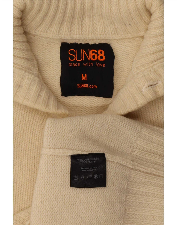 Sun68 Γυναικείο πουλόβερ ζακέτα UK 14 Medium Off White Wool