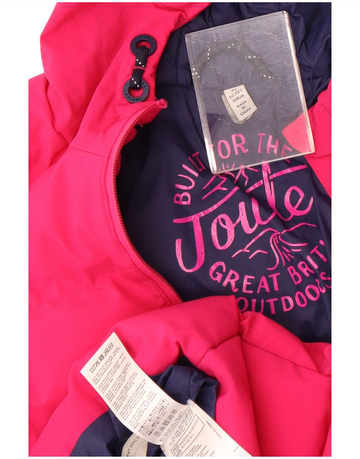 Joules Girls Hooded Hooded Jacket 8-9 Years Pink Polyester