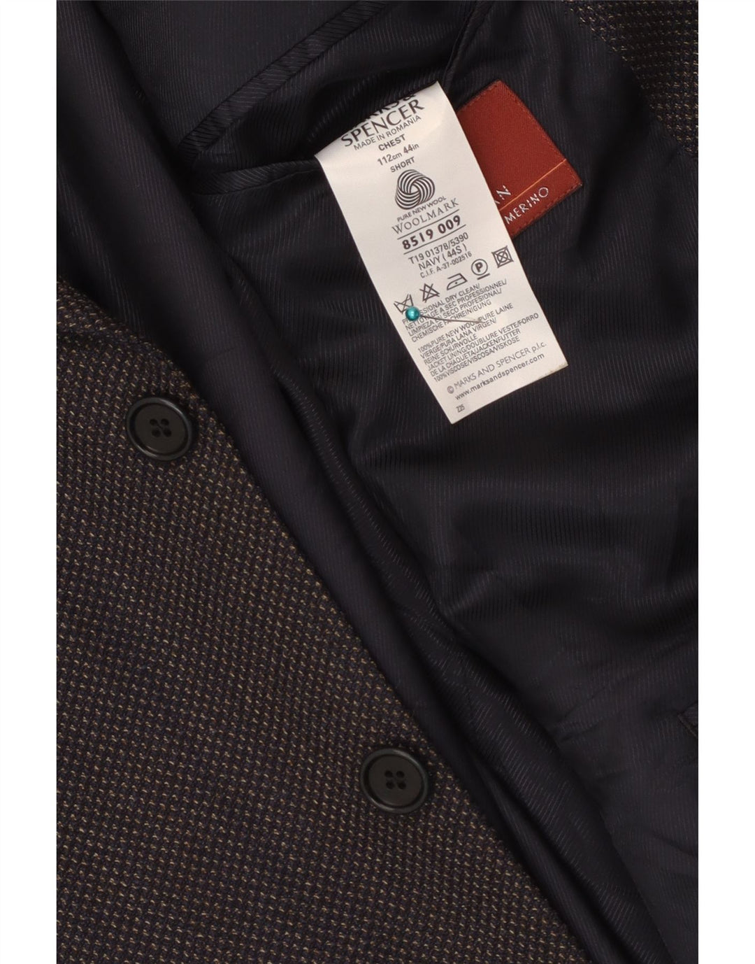 Marks & Spencer Ανδρικό μπουφάν blazer UK 44 XL Navy Blue Virgin Wool