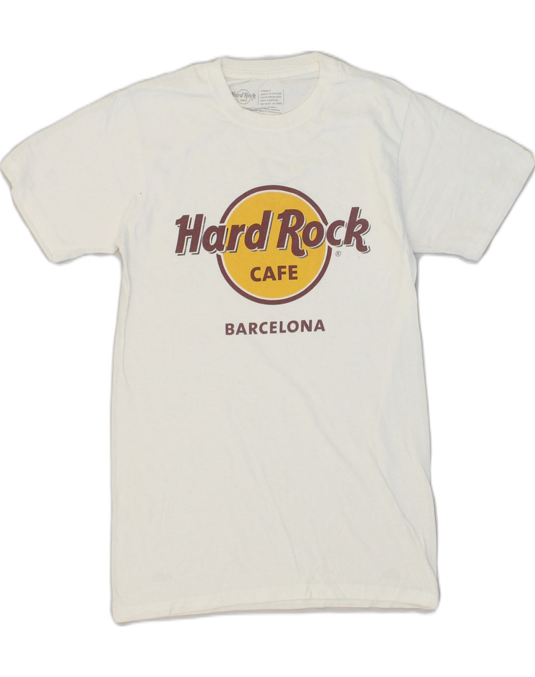 HARD ROCK CAFE Mens Barcelona Graphic T-Shirt Top XS White Cotton | Vintage Hard Rock Cafe | Thrift | Second-Hand Hard Rock Cafe | Used Clothing | Messina Hembry 