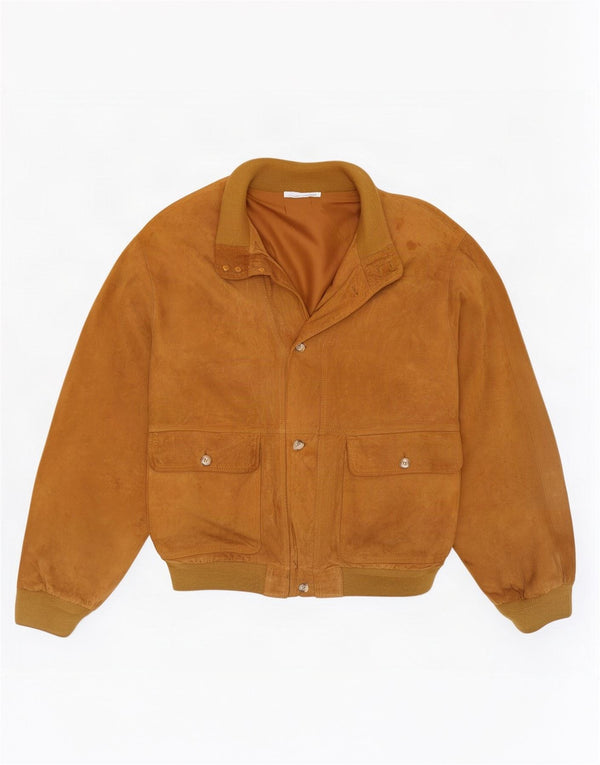 Vintage Ανδρικό Suede Bomber Jacket IT 56 3XL Beige Leather