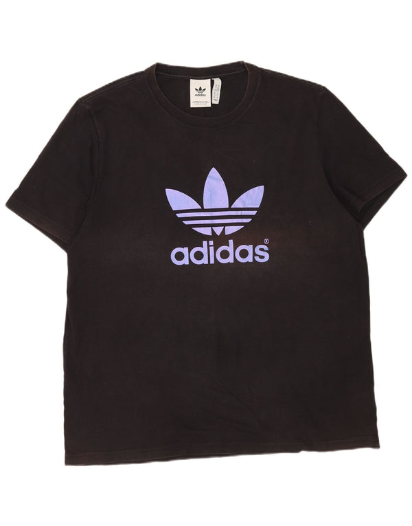 Ανδρικό γραφικό T-shirt Adidas μακρυμάνικο XL μαύρο βαμβακερό
