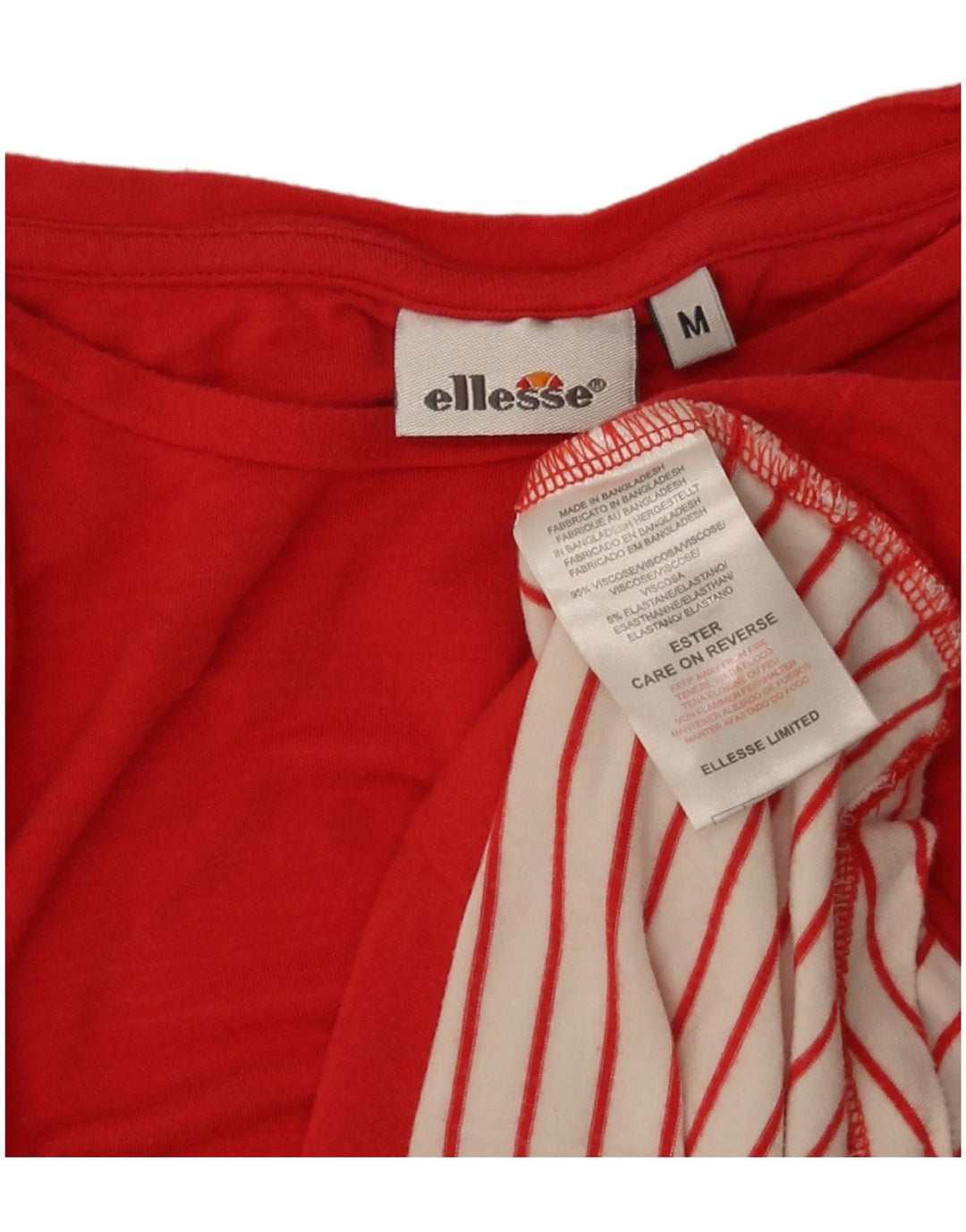 Ellesse Γυναικείο T-Shirt Top UK 14 Μεσαίο κόκκινο ριγέ βισκόζη