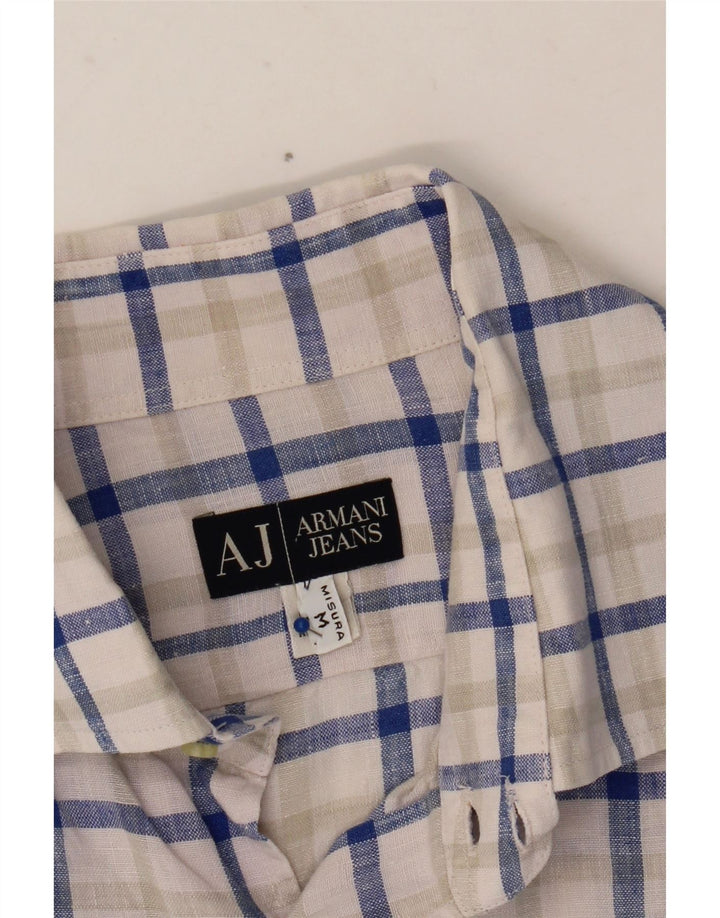 Ανδρικό πουκάμισο ARMANI JEANS Μεσαίο μπλε καρό λινό