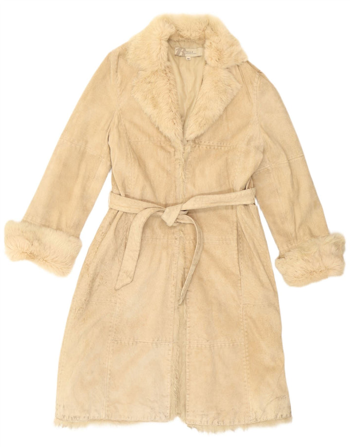 Vintage Γυναικείο Δερμάτινο Παλτό IT 48 XL Beige Patchwork Leather