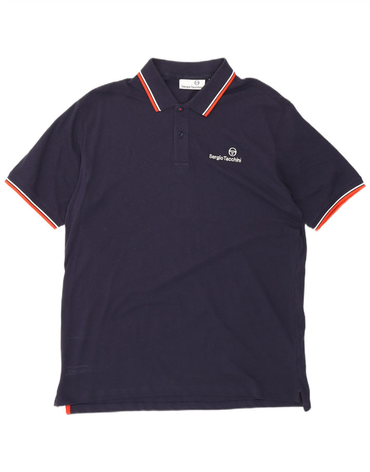 Sergio Tacchini Ανδρικό Πόλο Μπλουζάκι 2XL Navy Blue από βαμβάκι