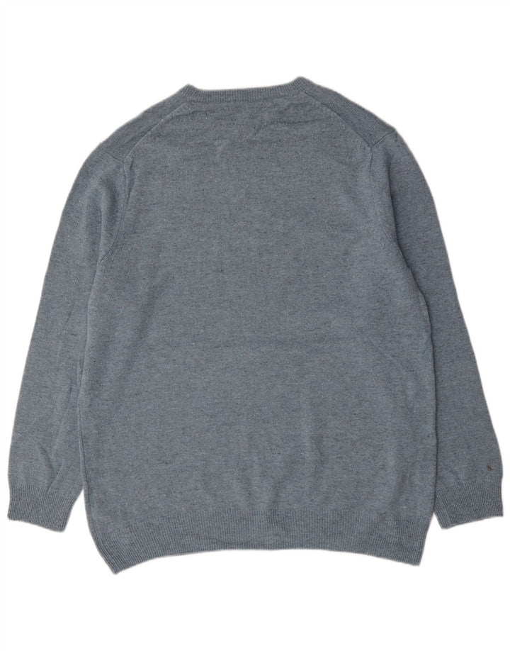 Marks & Spencer Ανδρικό πουλόβερ με λαιμόκοψη 2XL Μπλε μαλλί αρνιού