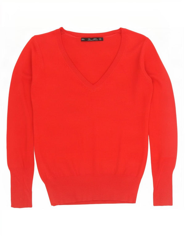 Zara Γυναικείο πουλόβερ με V λαιμόκοψη UK 12 Medium Red