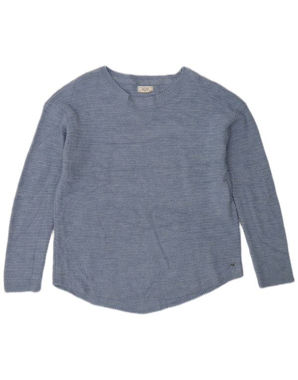 Fat Face Γυναικείο πουλόβερ με λαιμόκαυμα UK 12 Medium Blue Acrylic