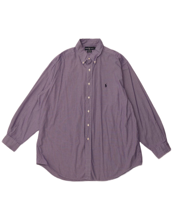 RALPH LAUREN Ανδρικό πουκάμισο Yarmouth Loose Fit Μέγεθος 17 XL Purple Pinstripe