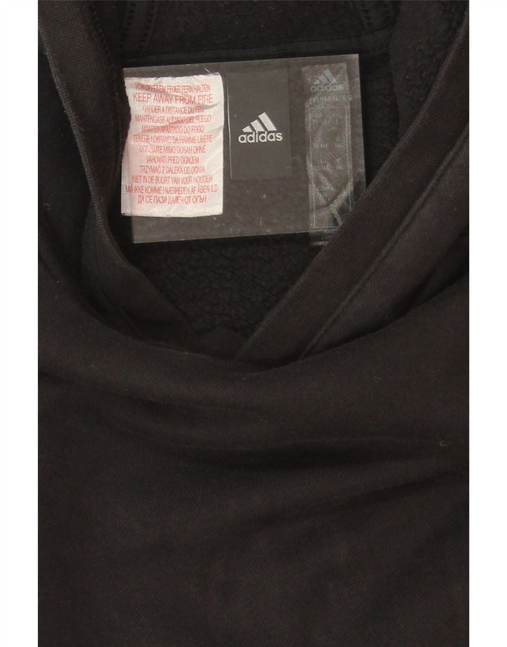 ADIDAS Boys Graphic Hoodie Jumper 13-14 Years Black Polyester Vintage Adidas and Second-Hand Adidas from Messina Hembry 