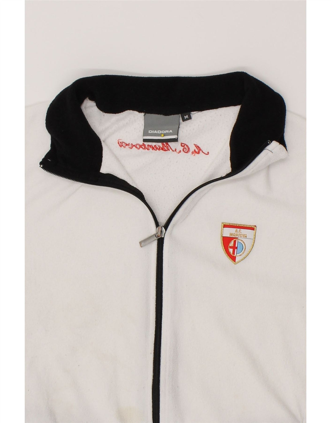 DIADORA Womens Fleece Jacket UK 14 Medium White Polyester Vintage Diadora and Second-Hand Diadora from Messina Hembry 
