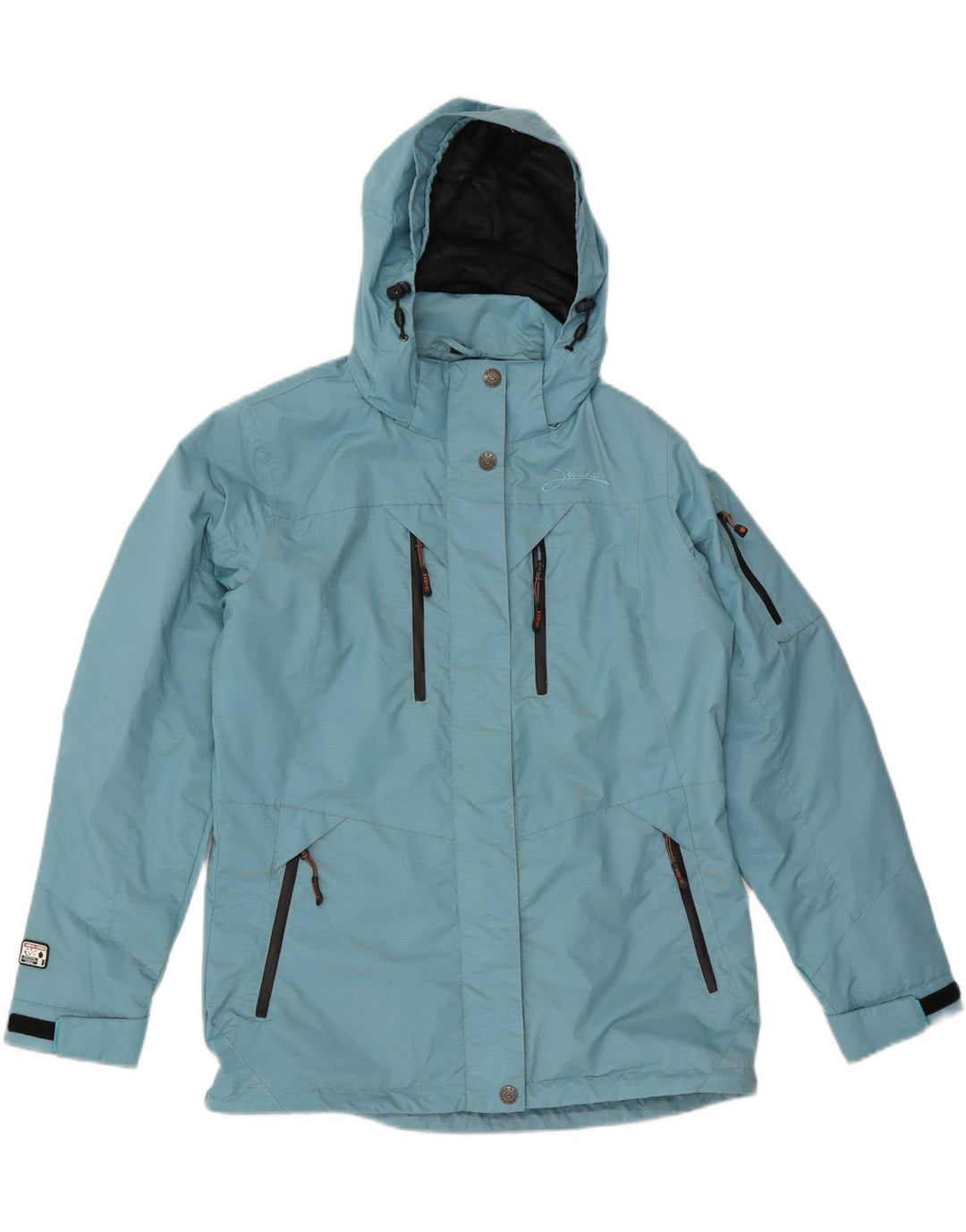 IGUANA Womens Hooded Rain Jacket EU 40 Medium Blue Nylon