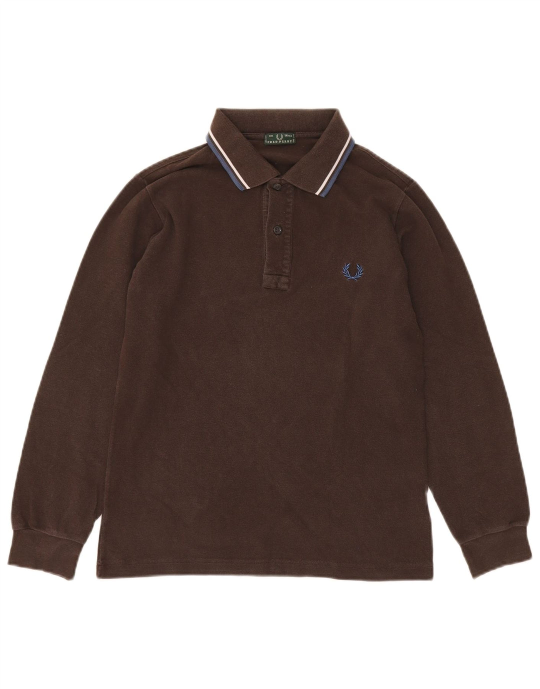 FRED PERRY Μακρυμάνικο μπλουζάκι πόλο αγοριών 13-14 ετών Καφέ βαμβακερό