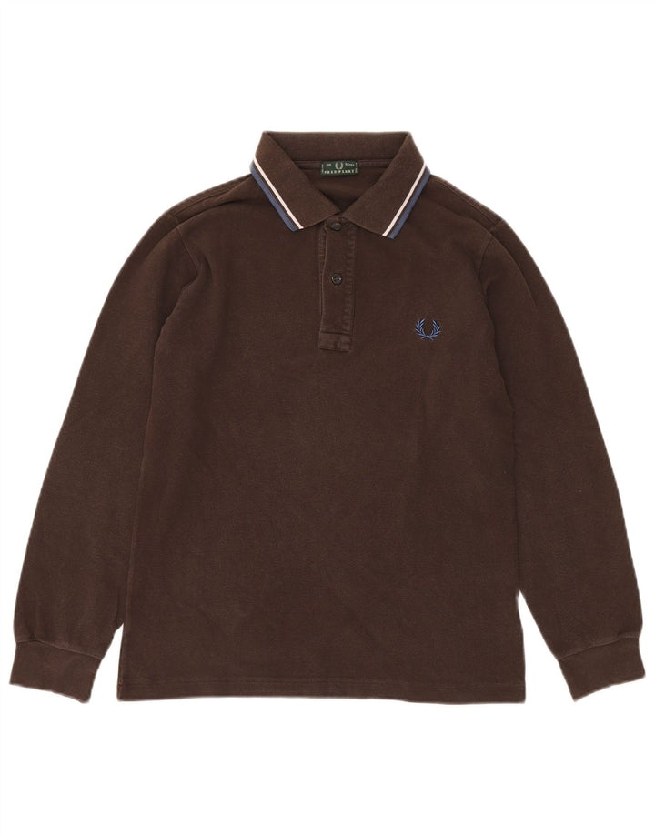 FRED PERRY Μακρυμάνικο μπλουζάκι πόλο αγοριών 13-14 ετών Καφέ βαμβακερό