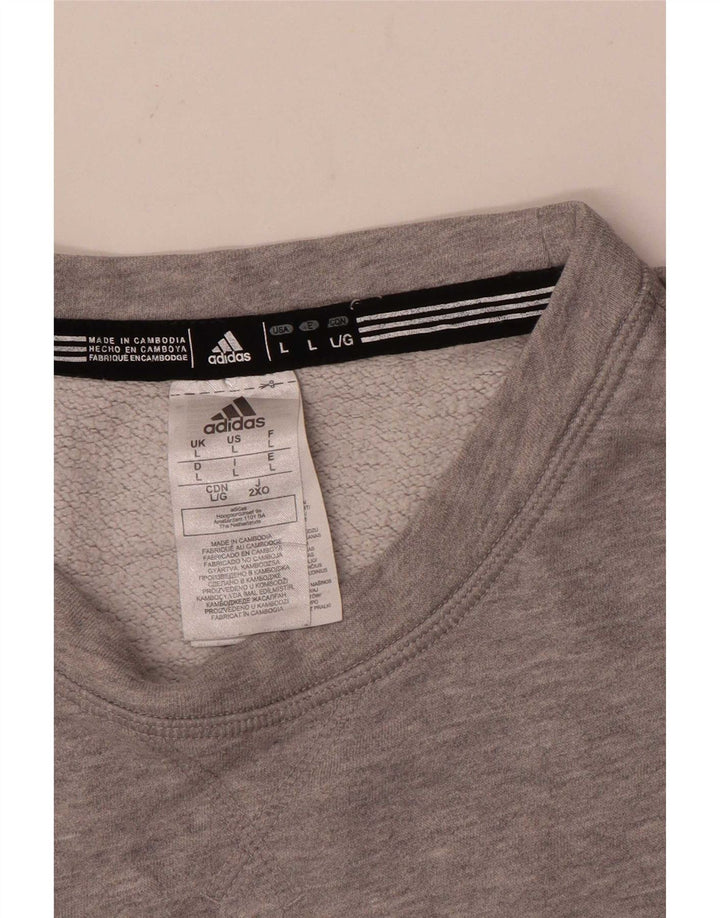 Ανδρικό γραφικό φούτερ Adidas Jumper μεγάλο γκρι βαμβακερό