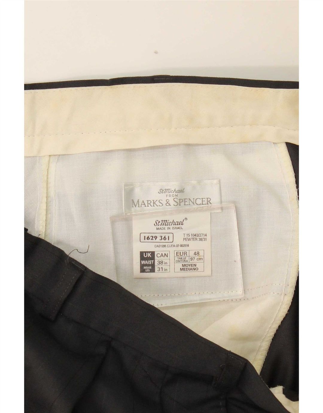 Marks & Spencer Ανδρικό παντελόνι με καρφίτσα W38 L31 Μαύρο πολυεστέρα