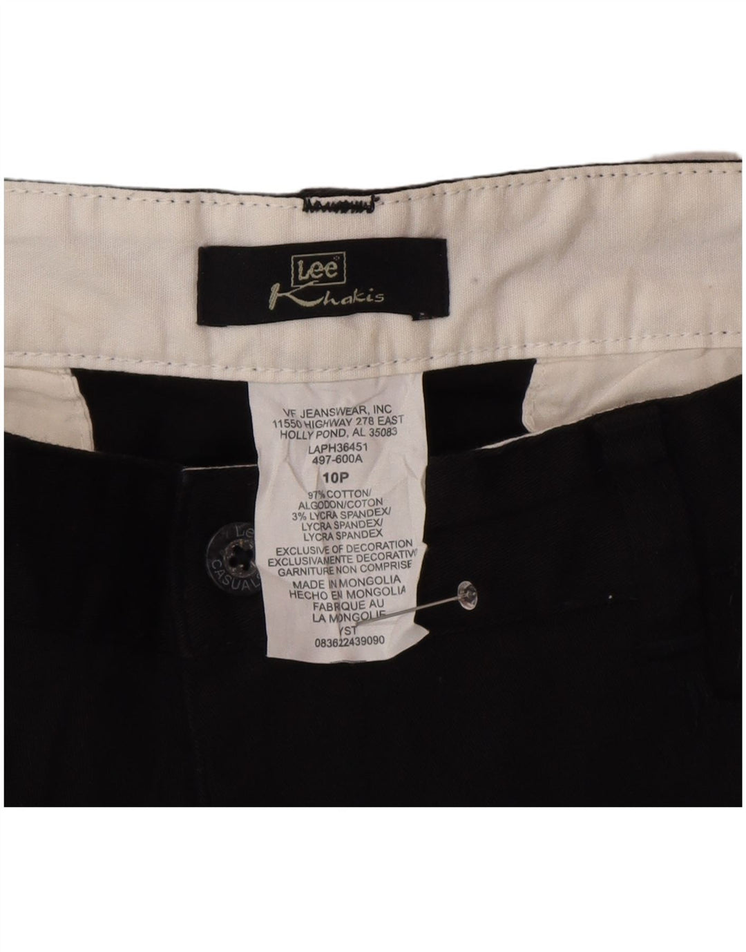Lee Womens Khakis Casual Σορτς US 10 Large W32 Μαύρο βαμβακερό