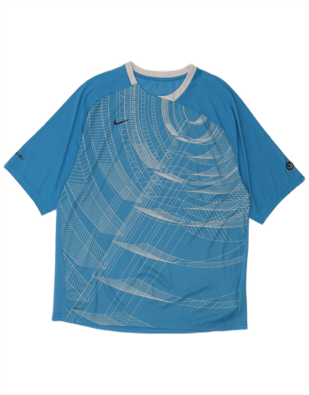 Ανδρικό T-Shirt Nike τοπ UK 42/44 μεγάλο μπλε γεωμετρικό πολυεστέρα