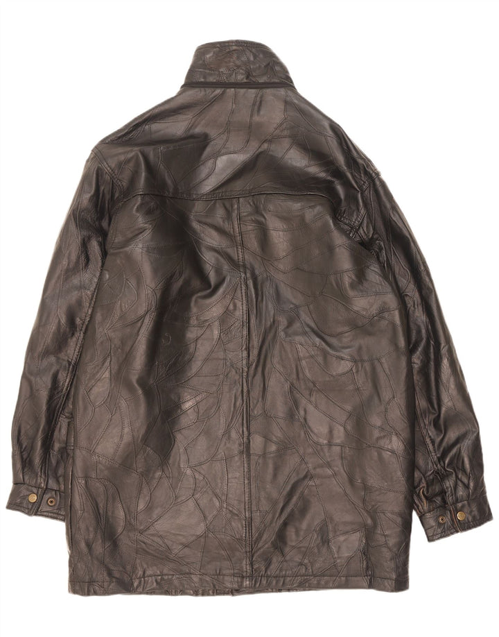 Alberto Bruni Ανδρικό Δερμάτινο Παλτό UK 40 Large Black Patchwork Leather