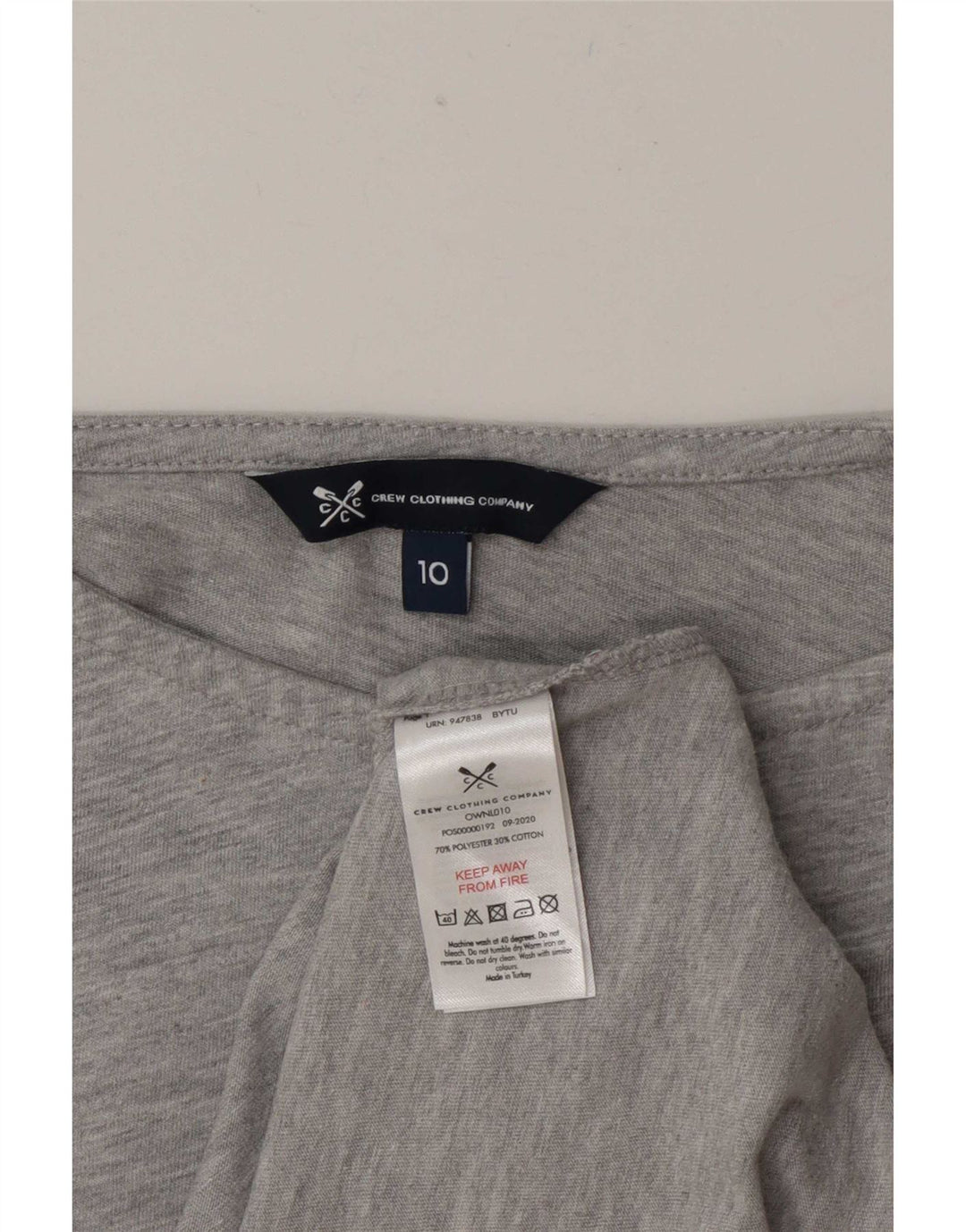 Crew Clothing Γυναικεία μπλούζα 3/4 μανίκια UK 10 μικρού γκρι πολυεστέρα