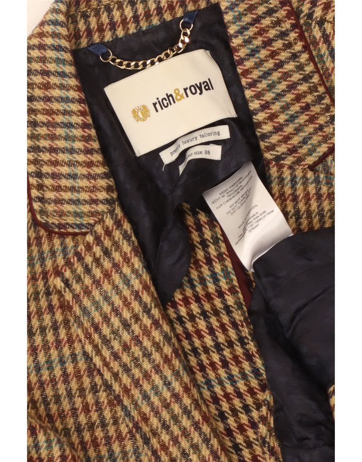 RICH & ROYAL Γυναικείο σακάκι σακάκι με 1 κουμπί EU 38 Μεσαίο καφέ Houndstooth