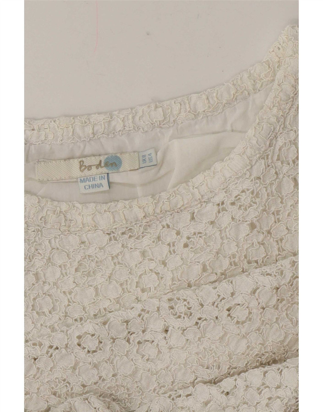 Boden Γυναικεία Crop Lace Μπλούζα Τοπ UK 8 Small White