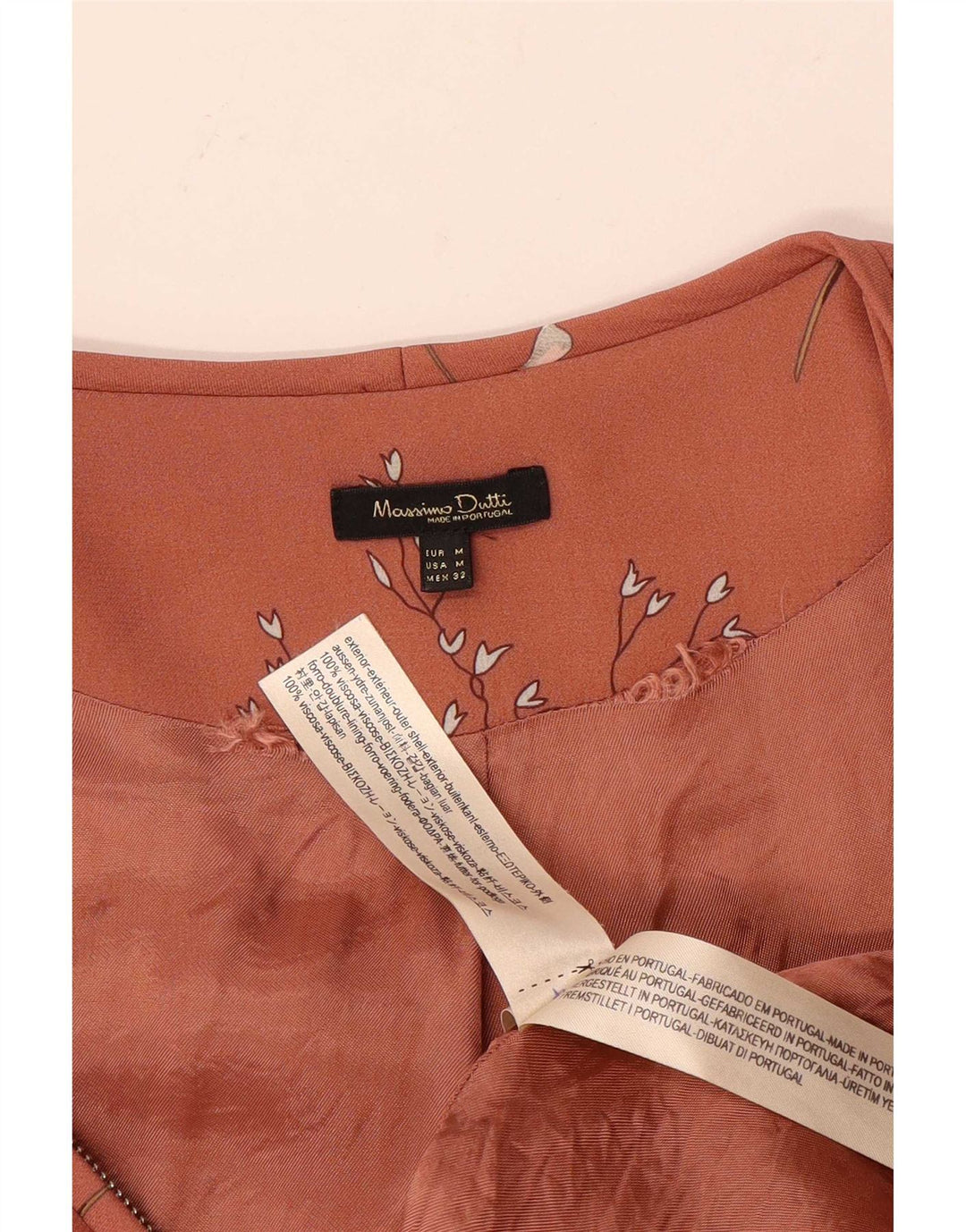 Massimo Dutti Γυναικείο Bomber Jacket UK 12 Medium Pink Floral Viscose