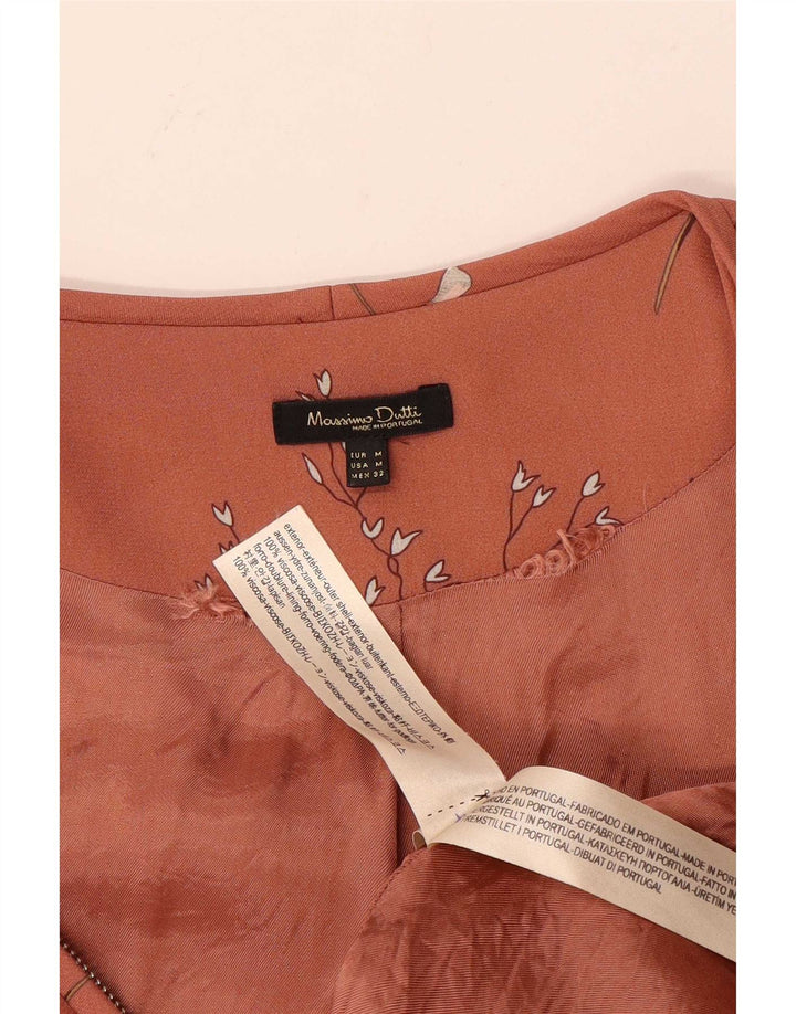 Massimo Dutti Γυναικείο Bomber Jacket UK 12 Medium Pink Floral Viscose