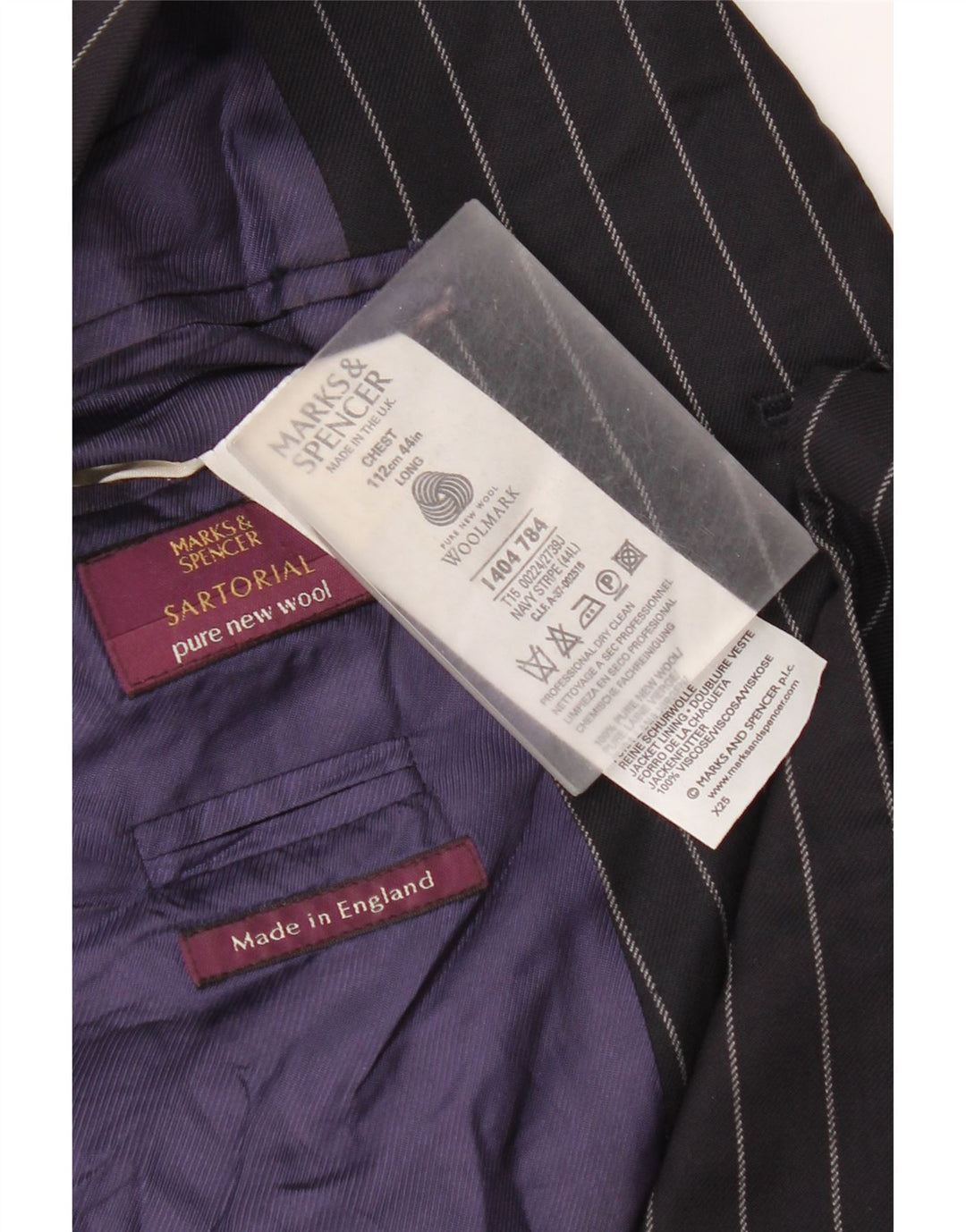 Marks & Spencer Ανδρικό μπουφάν σακάκι με 3 κουμπιά UK 44 2XL Navy Blue Pinstripe