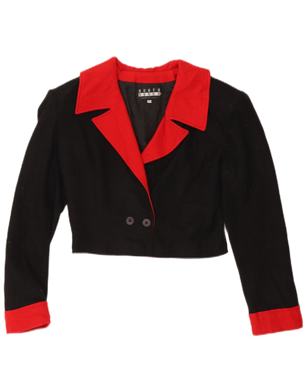 Vintage γυναικείο μπουφάν Bolero με διπλό στήθος IT 46 Large Black Colourblock