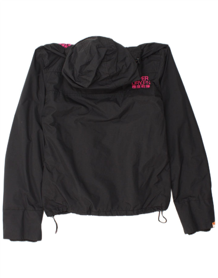 Superdry γυναικείο μπουφάν με κουκούλα αντιανεμικό UK 14 μεγάλο μαύρο νάιλον