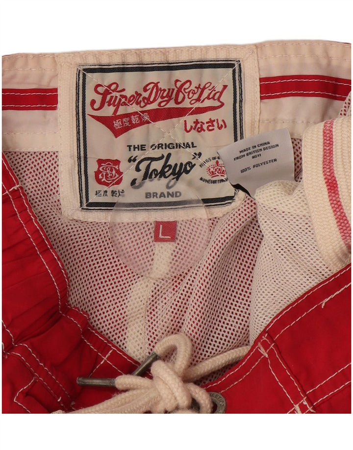 Superdry Ανδρικό γραφικό σορτς κολύμβησης μεγάλο κόκκινο πολυεστέρα