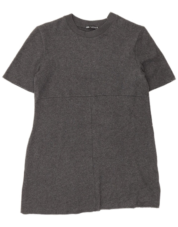 Γυναικείο κοντομάνικο φόρεμα Zara UK 10 Small Grey Polyester